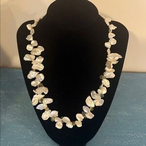 20” keshi pearl and crystal necklace